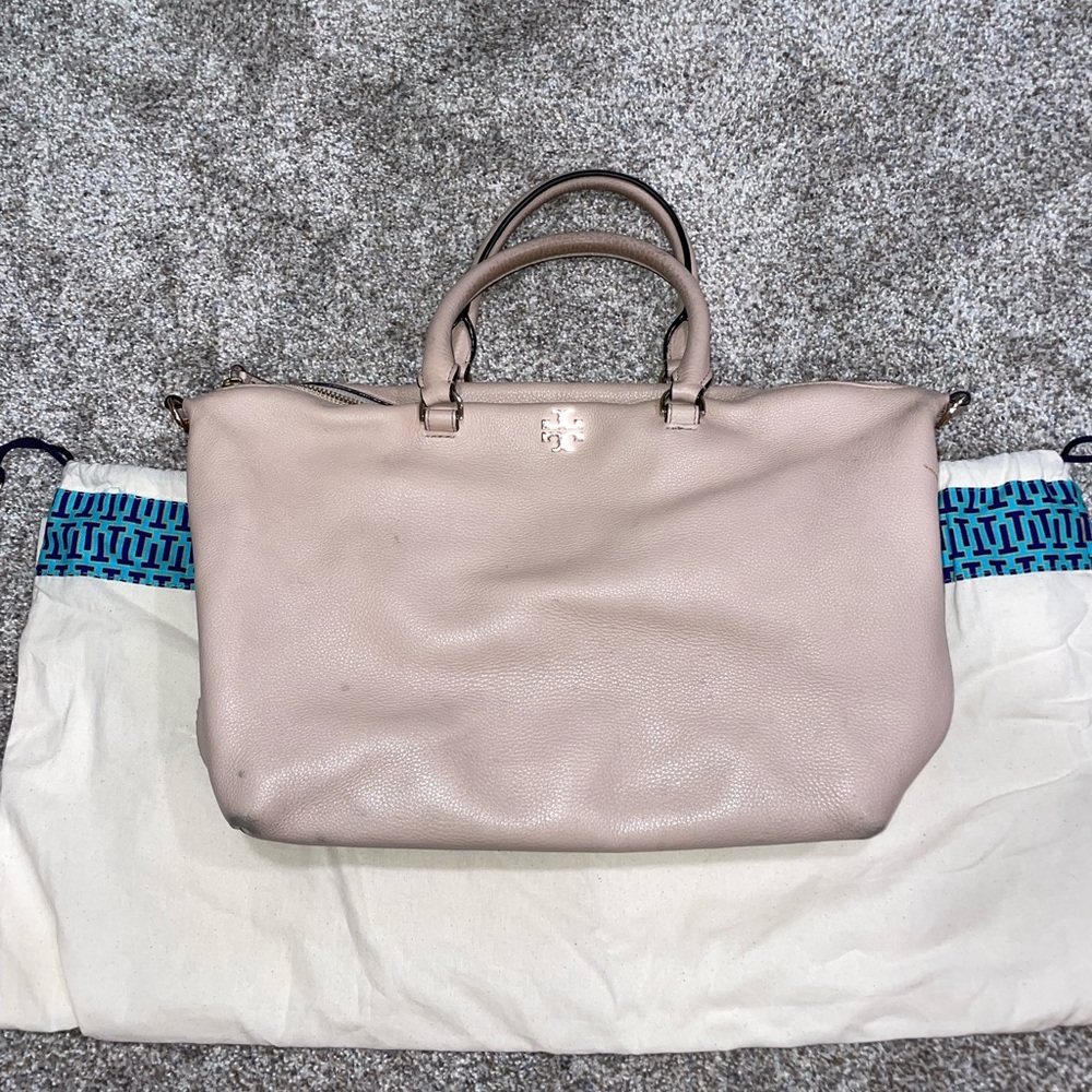 Tory Burch Frida Leather Satchel in Light Oak